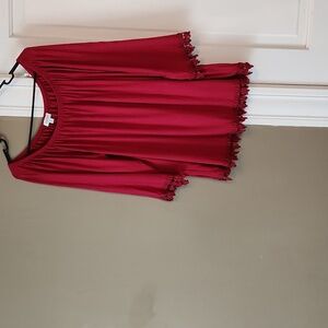 NWT Avenue Red Pleated 3/4 Sleeve Blouse